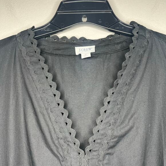 J.Crew Long Sleeve Eyelet-Trim Tiered Midi Dress Cotton Poplin Size SV-Neck Boho - Picture 4 of 15